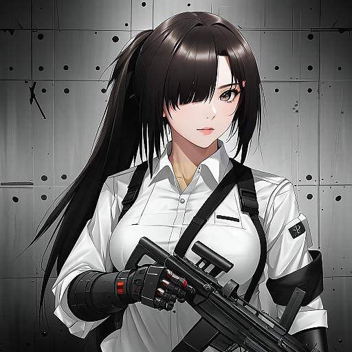 Illustration of Angelia (girls' frontline), girls' frontline in the style of Gomtang