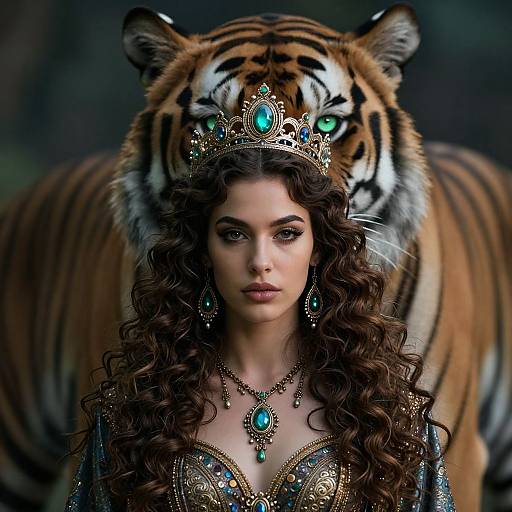 Regal Woman with Majestic Tiger