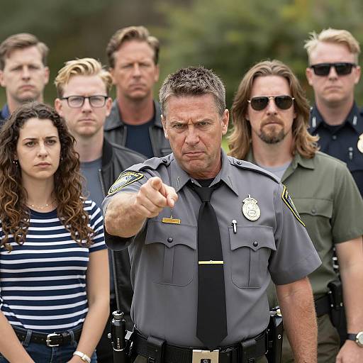 Dynamic Outdoor Group Photo with Sheriff