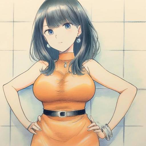 Rikka Takarada in Elegant Orange Dress