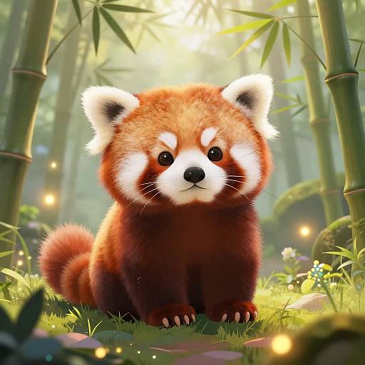 Serene Red Panda in Mystical Bamboo