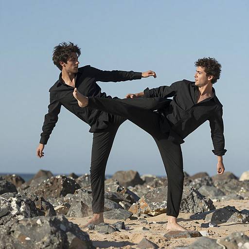 Dynamic Action on a Rocky Beach