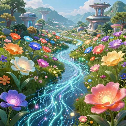 Luminous AI Flower Fantasy Landscape