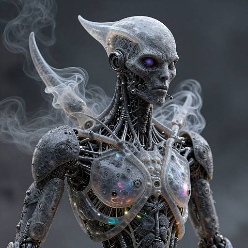 Mechanical Smoke Demon Android Portrait