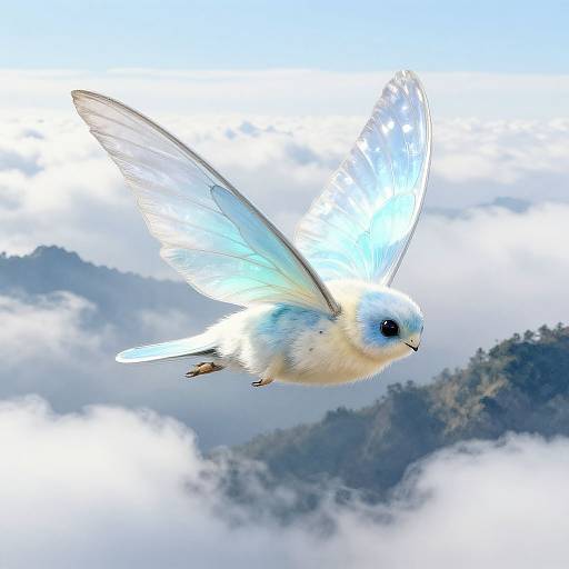 Majestic Luminawing Soaring Above Clouds