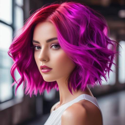 Young Woman with Vivid Magenta Hair