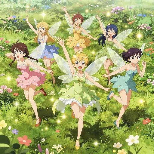 Mischievous Fairies in Magical Meadow