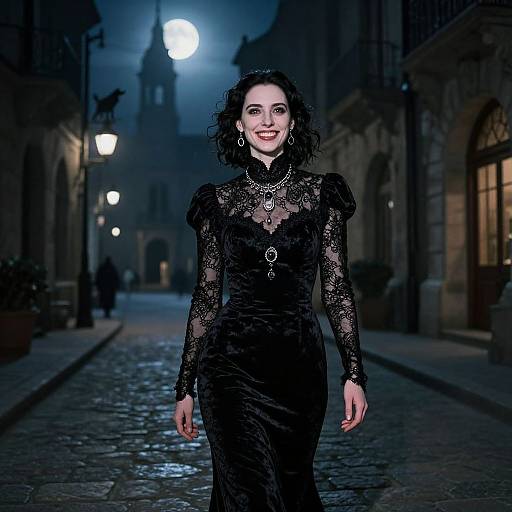 Seductive Noir Walk in Velvet Gown