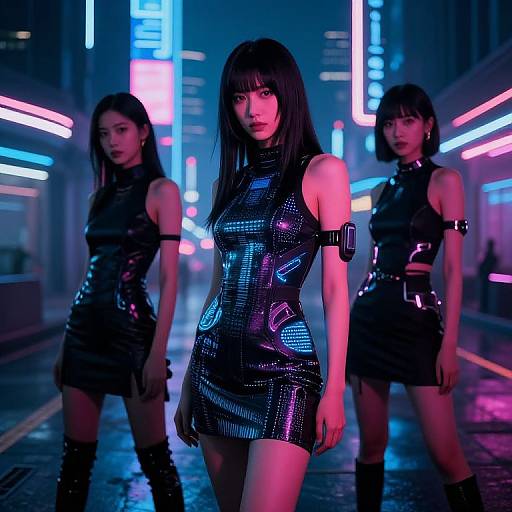 Futuristic Cyberpunk Girls in Neon City