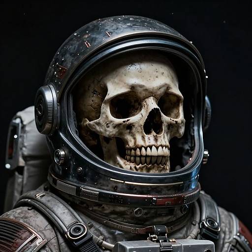 Eerie Portrait of Dead Astronaut Skull