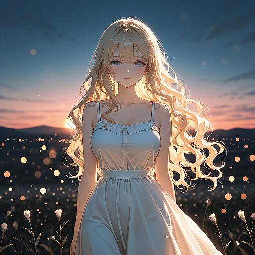 Curvy Blonde Sundress at Sunset