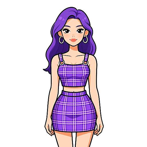 Contemporary Woman in Plaid Two-Piece