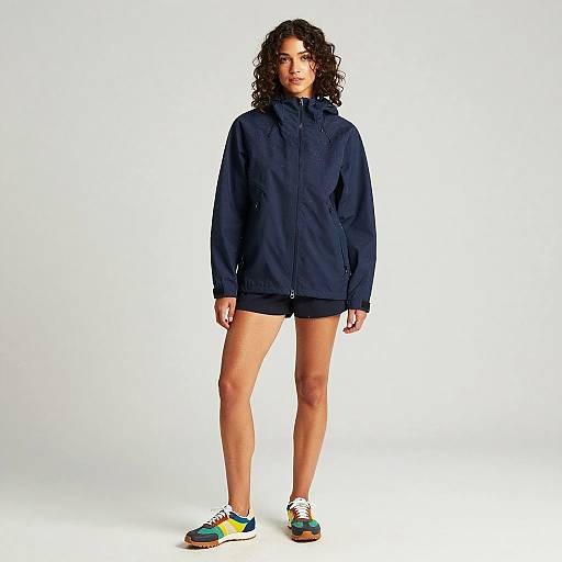 Curious Woman in Rainy Outfit