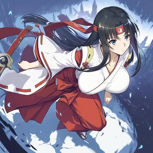 Illustration of Musha miko tomoe, queen's blade in the style of Oukawa yuu