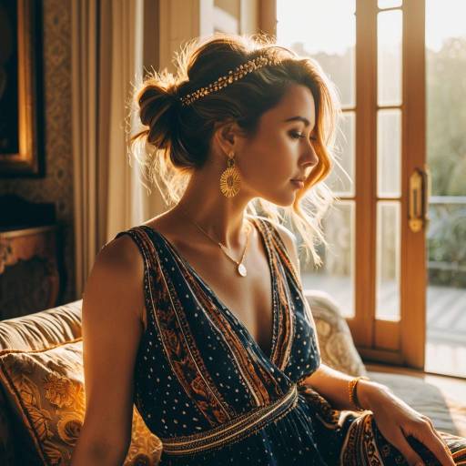 Fashion Blogger with French Twist Hairstyle in Luxury Interior