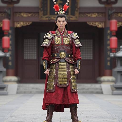 Chinese Historical Warrior in Traditional Armor