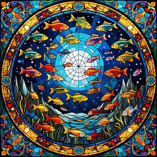 Surreal Fish Choir in Vibrant Landscape