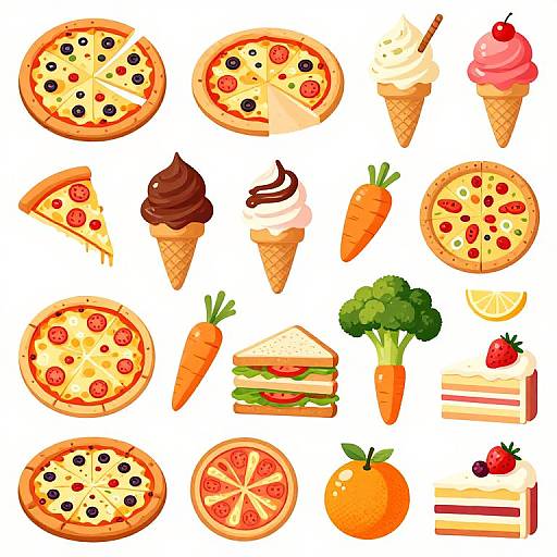 Colorful Cartoon Food Collection