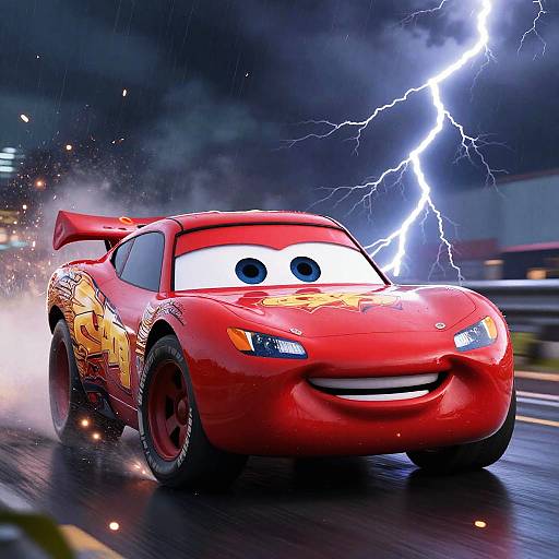 Lightning McQueen Crashing in Storm