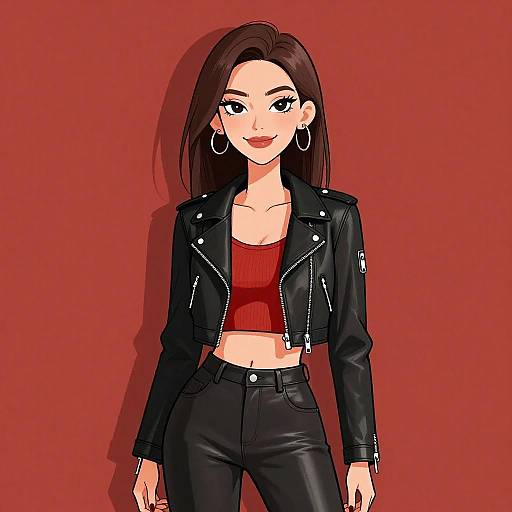 Edgy Smiling Woman in Moto Jacket