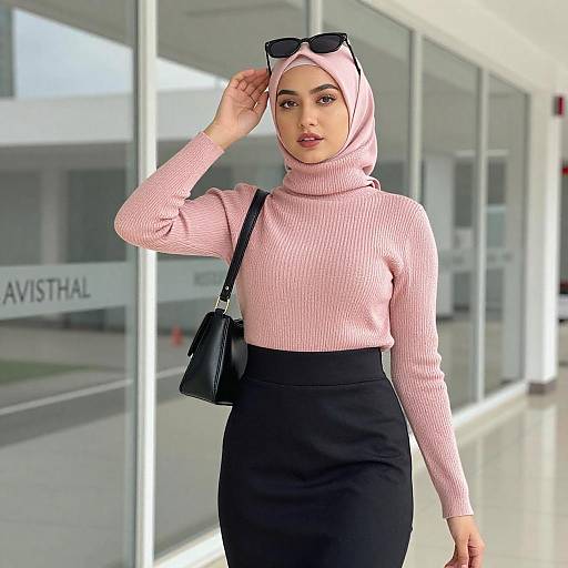 Stylish Young Woman in Pink Hijab