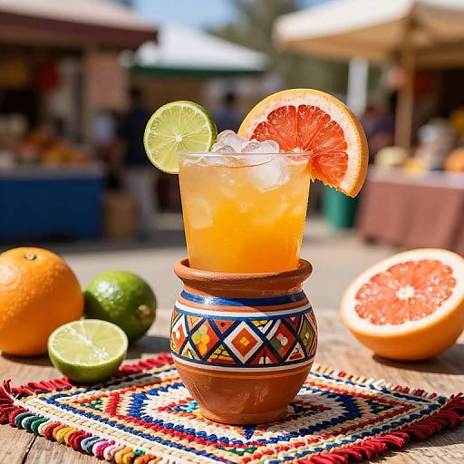 Vivid Cantarito Drink in Traditional Clay