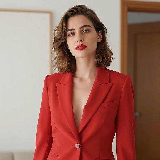 Chic Woman in Red Blazer Portrait