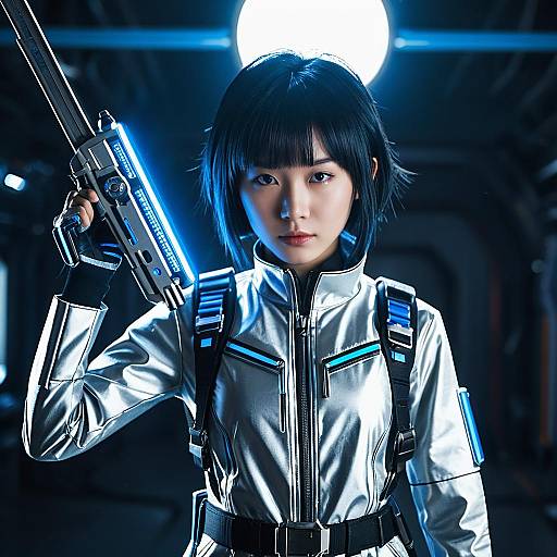 Futuristic Asian Teenage Sci-Fi Engineer
