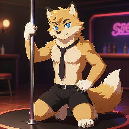 Flirty Male Wolf Furry in Nightclub