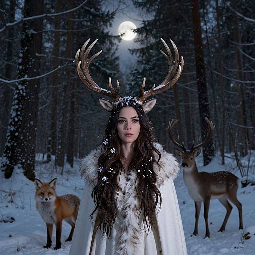 Winter Forest Enchantress with Antlers