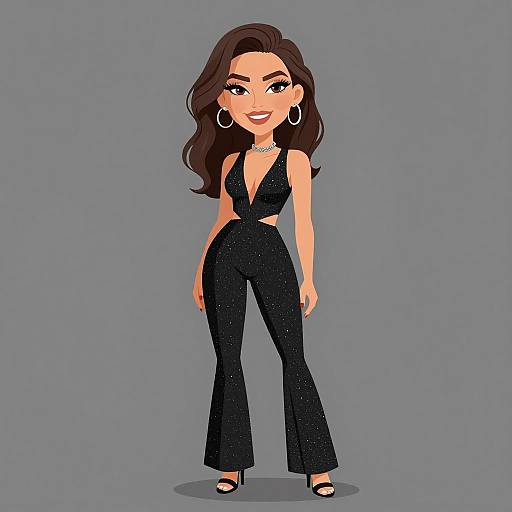 Elegant Woman in Glittering Jumpsuit