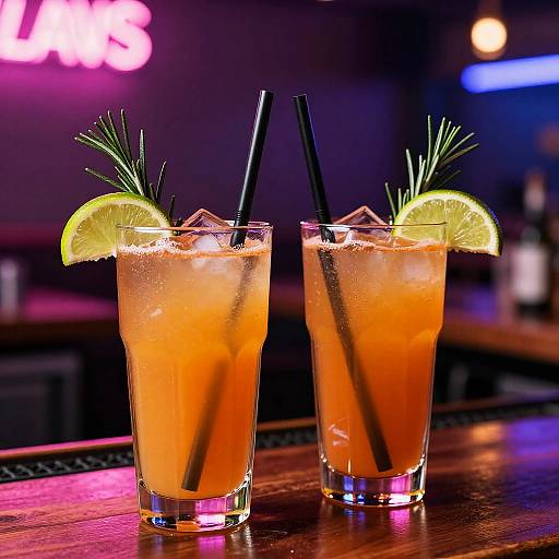 Vibrant Orange Cocktails at Nightclub
