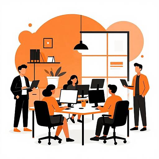 Team Collaborating in Modern Office