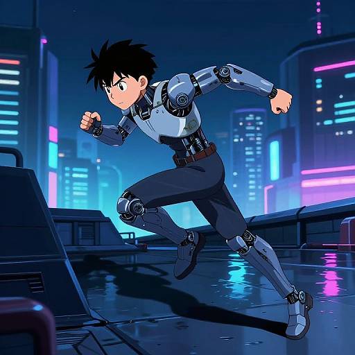 Anime-Style Futuristic Cyber Hero Sprint
