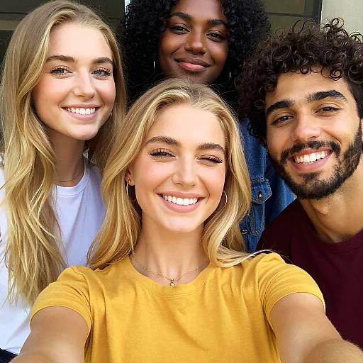 Diverse Group Outdoor Selfie with Smiles