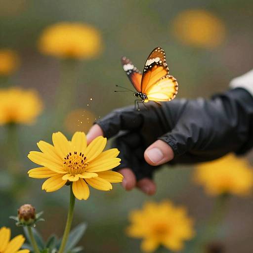 Glowing Hand Reaching for Butterfly