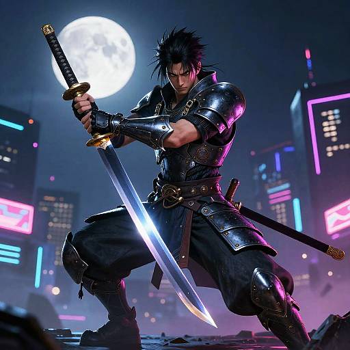 Futuristic Samurai with Neon Katana