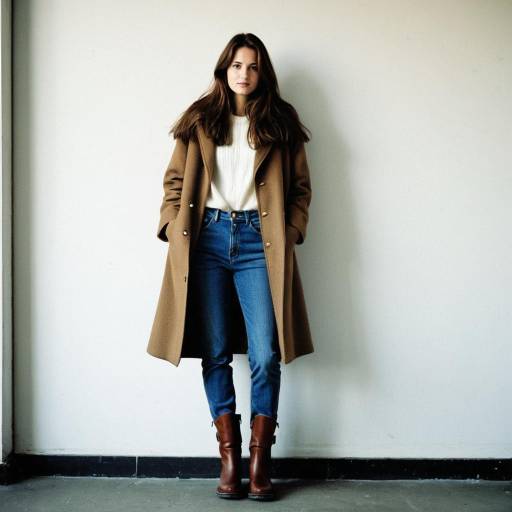 Woman in Brown Coat and Jeans Standing
