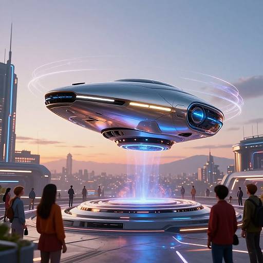 Antigravity Device Over Futuristic City