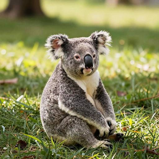 Gray Koala in Sunny Meadow