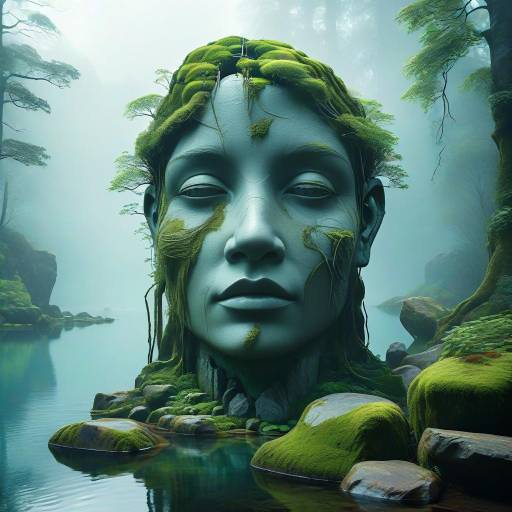Mystical Stone Face in Forest Haven