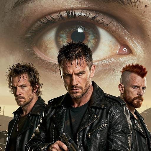 Post-Apocalyptic Trio in Dramatic Landscape