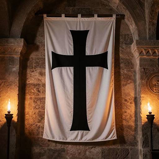 Ancient Castle Banner with Cross