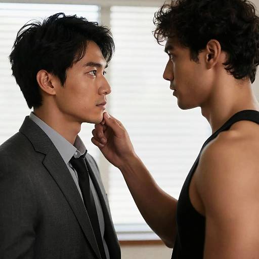 Intense Eye Contact Between Two Men