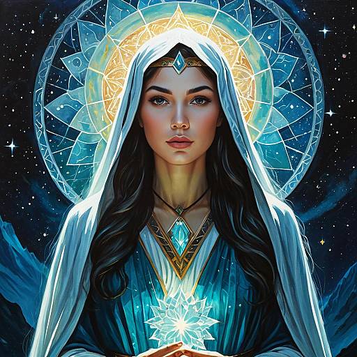Celestial Priestess with Radiant Aura
