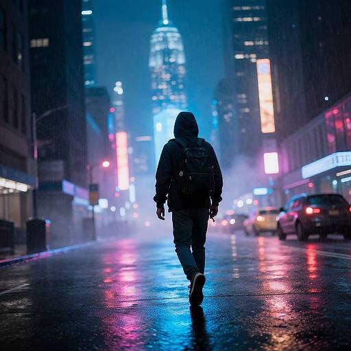 Megamind in Neon Rainy City