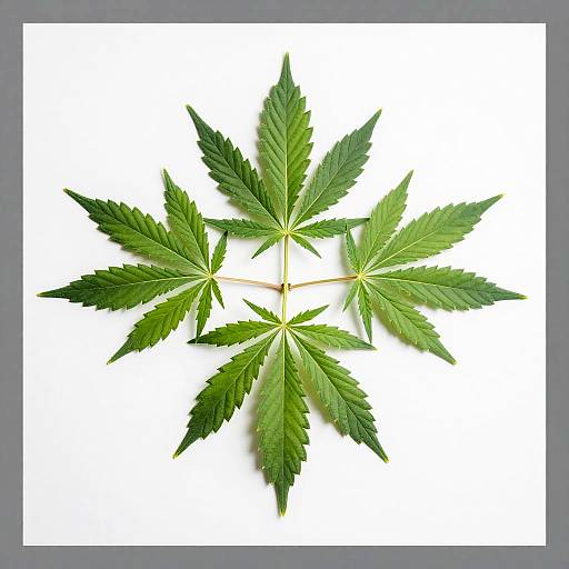 Three Green Cannabis Leaves on White Background