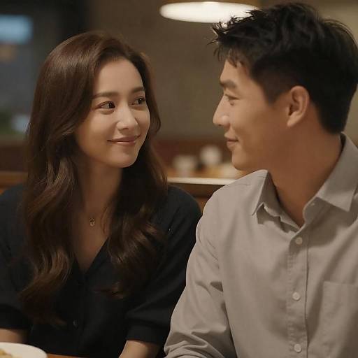 Couple Sharing Quiet Moment in Restaurant