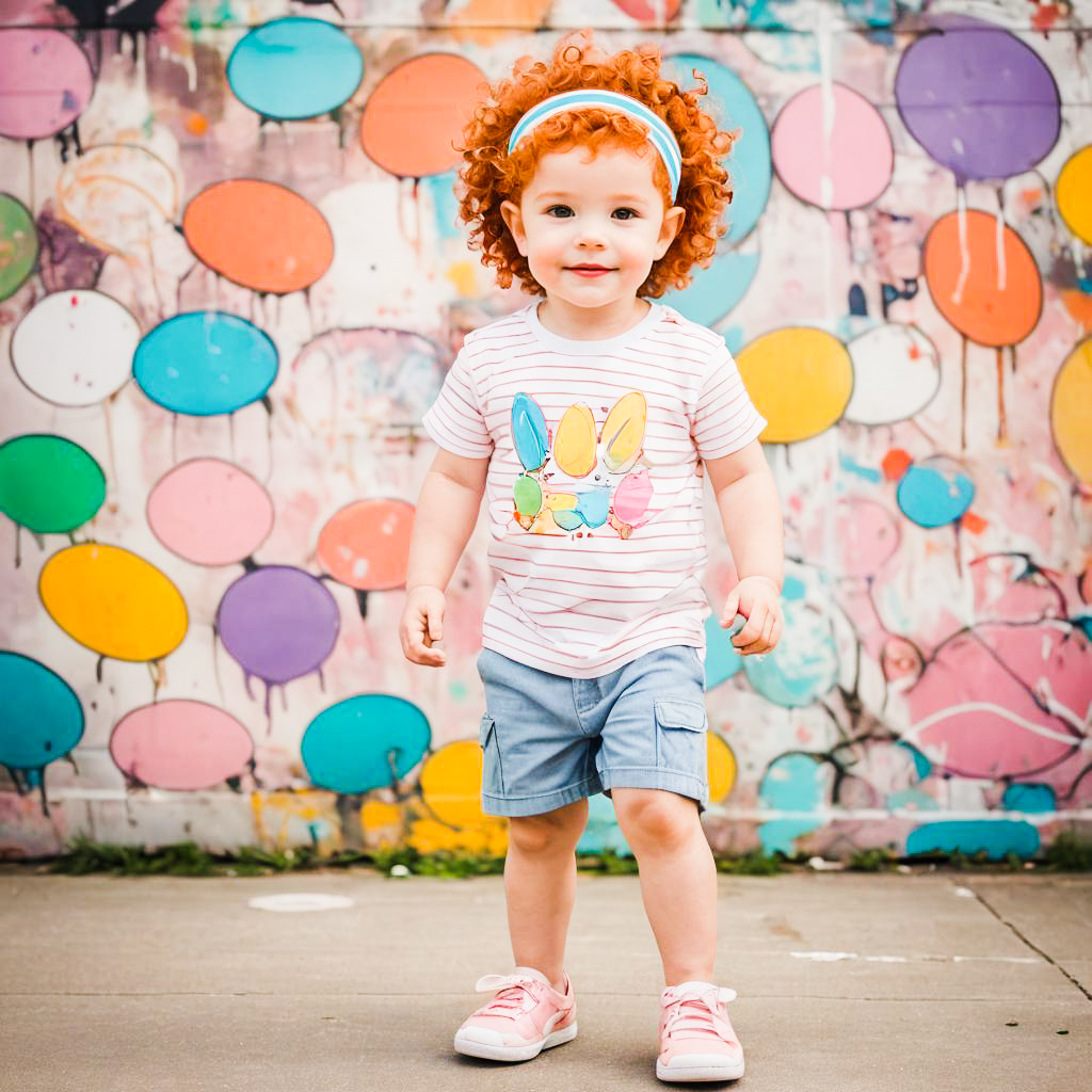 Energetic Toddler in Pastel Easter Outfit