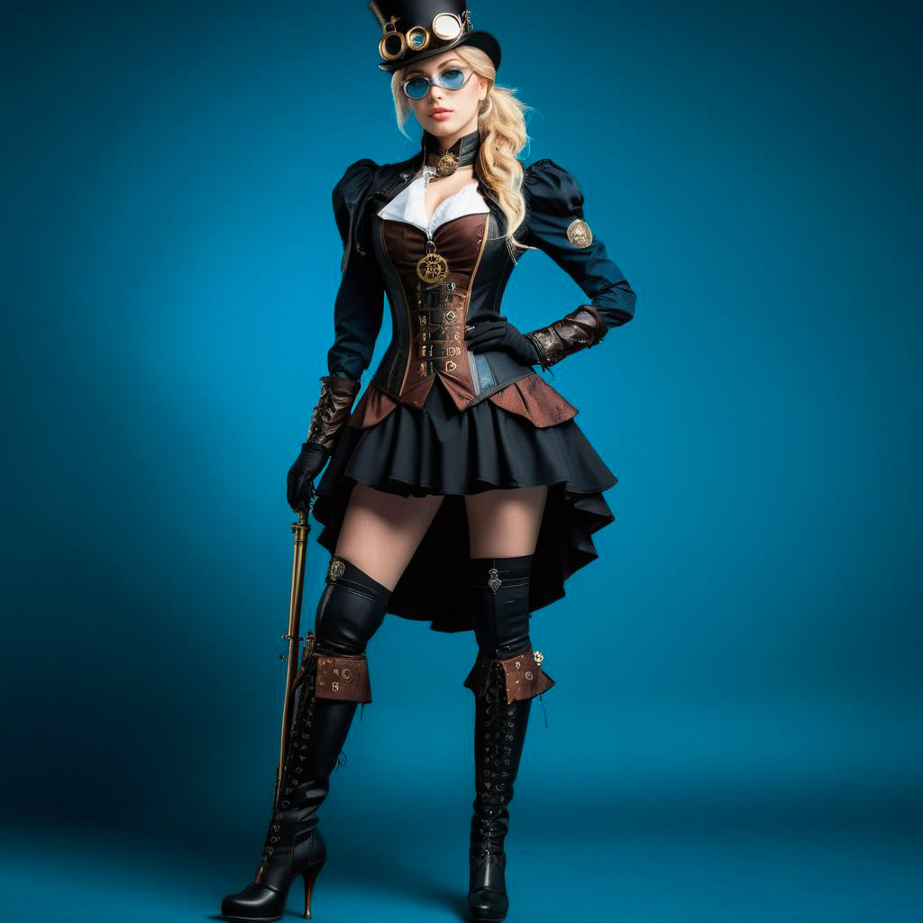 Noble Steampunk Woman in Arctic Blue